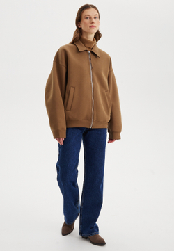 Свитшот на молнии с воротником из вельвета