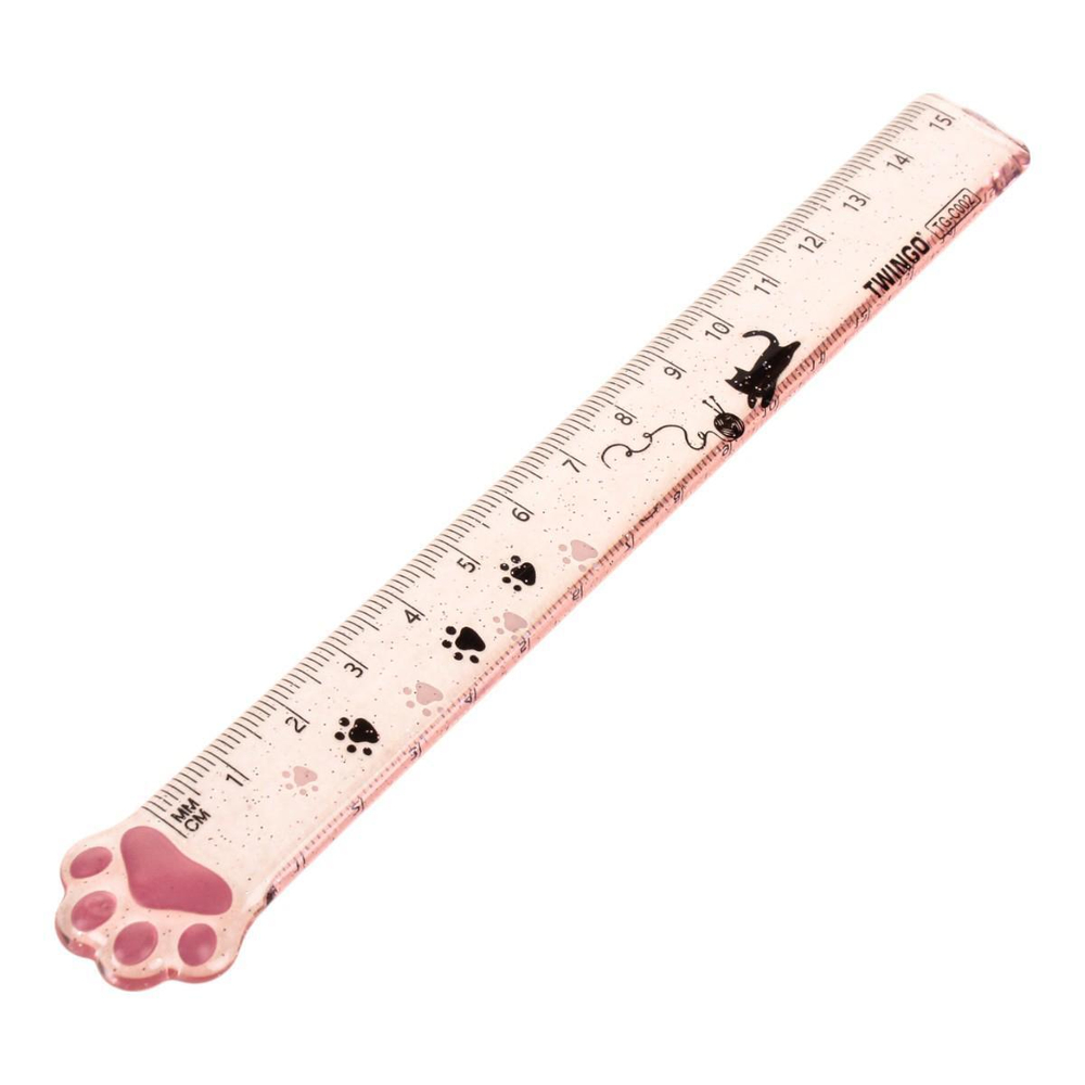 Линейка пластиковая "Лапка", 15 см, в пакете, 3 цвета микс