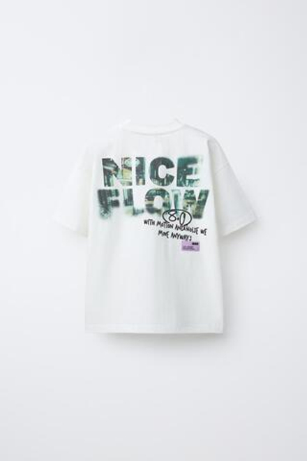 ZARA ФУТБОЛКА С ПРИНТОМ ГРАФФИТИ, БЕЛЫЙ