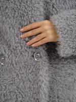 Шуба чебурашка искусственная тедди, серая, SilverFox