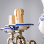 Антикварная керамическая люстра с росписью и бронзовым основанием