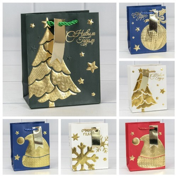 
          Пакет подарочный 12 х 15 х 6.7 см Набор 5 шт "Новый год" (Микс)