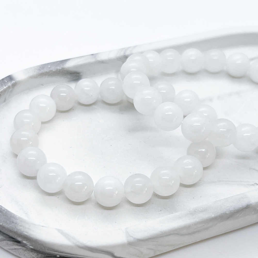 Браслет, белый кварц, диаметр бусин 10 мм, размер 17 см