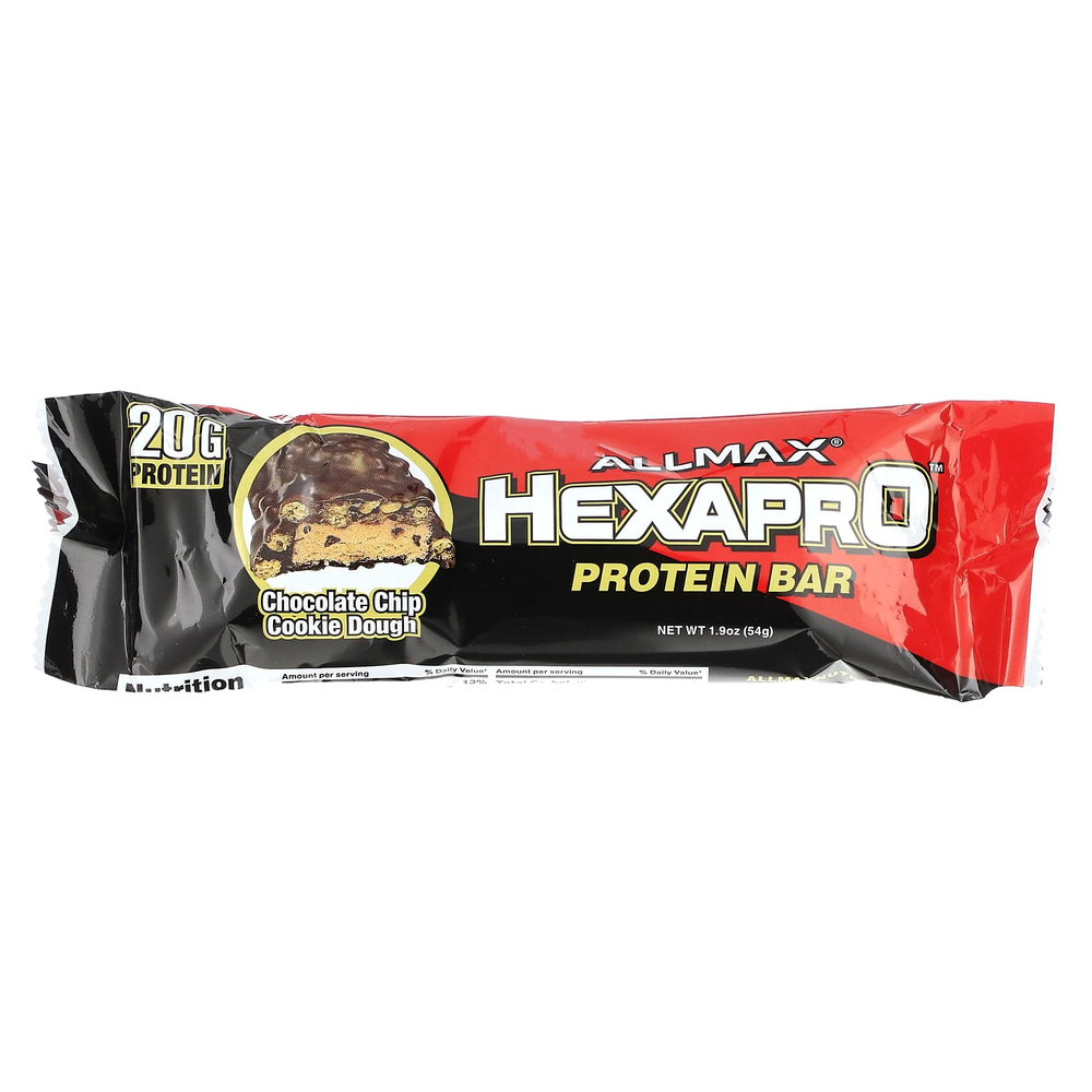 ALLMAX, Hexapro™, протеиновый батончик, тесто для печенья с шоколадной крошкой, 12 батончиков по 54 г (1,9 унции)