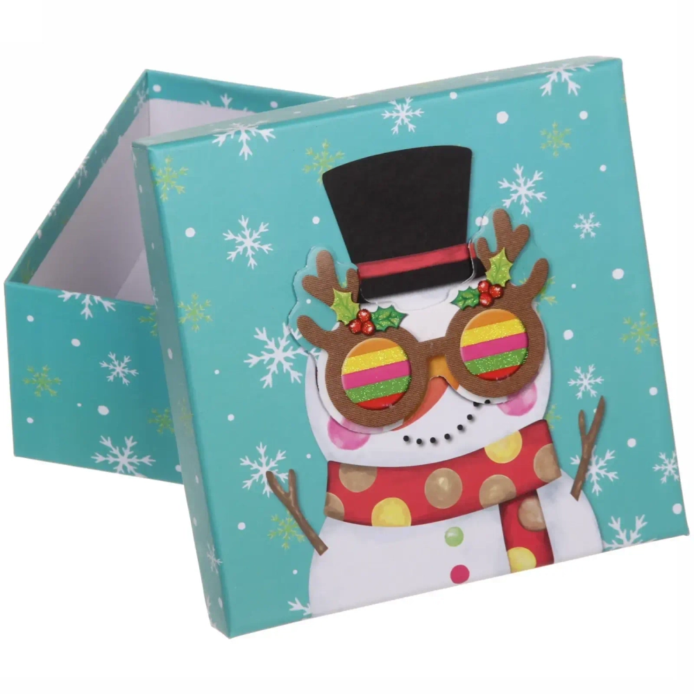 Коробка подарочная «Крутой снеговик» 18*18*8.5 см