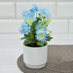 Цветы искусственные в кашпо, PP, PVC (голубой)
