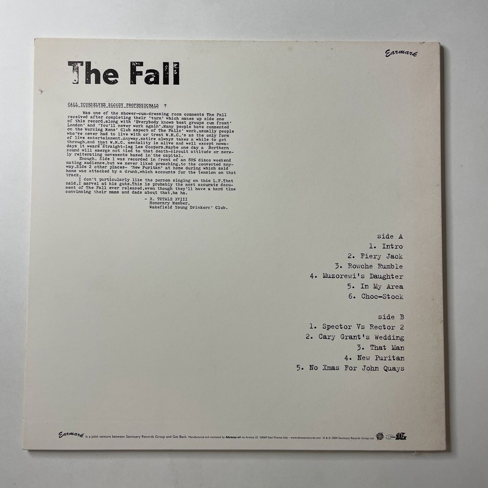 Винтажная виниловая пластинка LP The Fall Totale's Turns (It's Now Or Never) (Italy 2004)