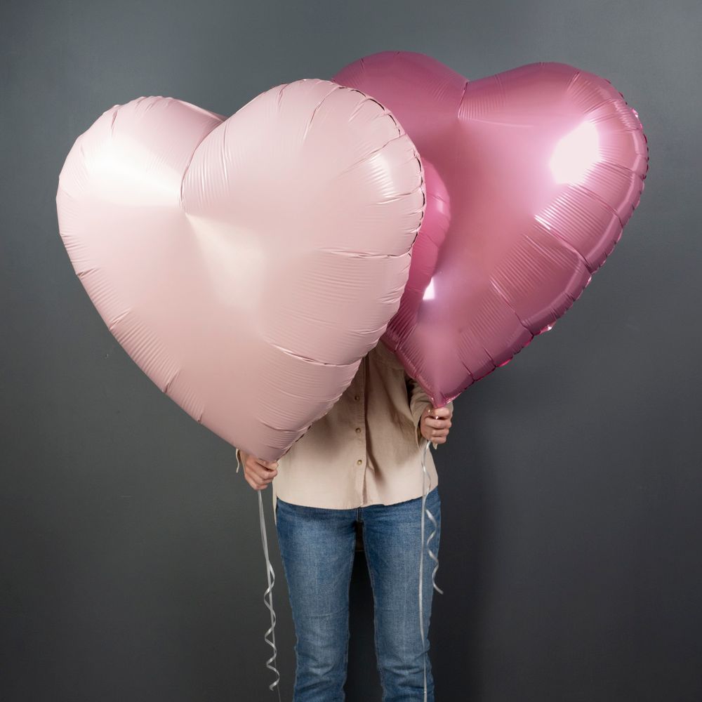 Шар (36''/91 см) Сердце, Пыльная роза, 1 шт. в уп.