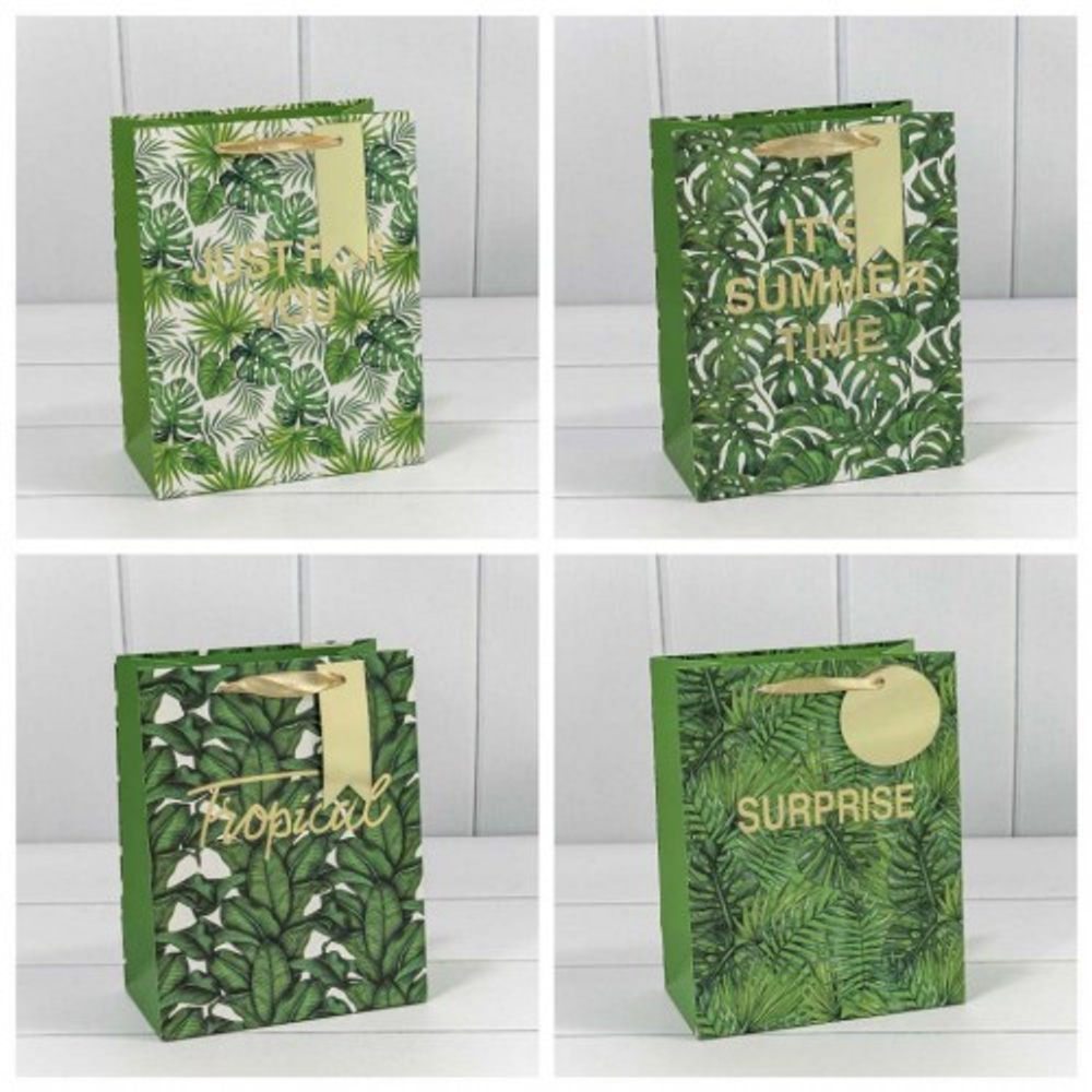 Пакет подарочный 18х23х10см Цветы "Листья" (Микс)