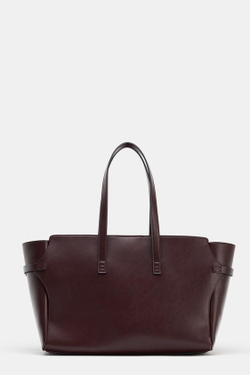 ZARA БОЛЬШАЯ СУМКА-ШОПЕР, БОРДОВО-КРАСНЫЙ