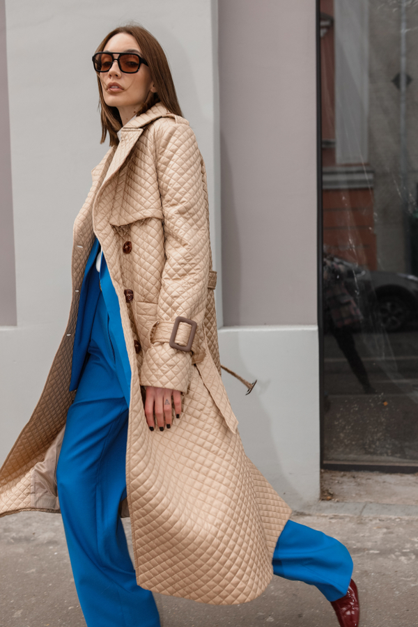 Тренч стеганый бежевый осень old