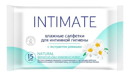 INTIMATE Влажные салфетки для интимной гигиены, 15 шт