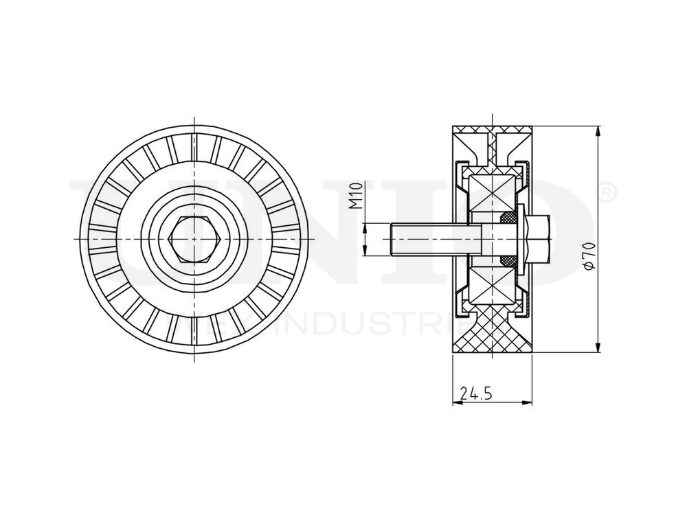 Ролик направляющий приводного ремня UNIO TNS-10016