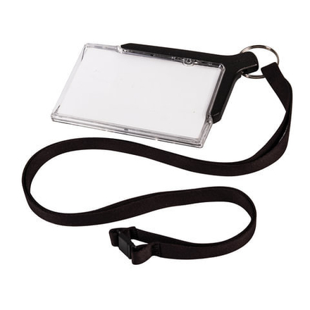 Бейджи горизонтальные/вертикальные (54х85 мм), КОМПЛЕКТ 10 шт., "De Luxe", на черной ленте, 44 см, DURABLE (Германия), 8207-58