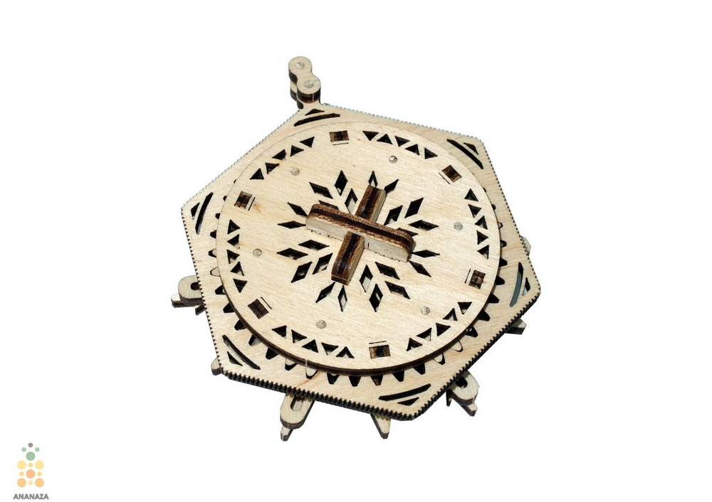 Вудик Снежинка от Wood Trick - Деревянный конструктор, сборная модель, 3D пазл