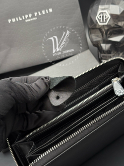 Кошелек на молнии Philipp Plein с фактурным черепом
