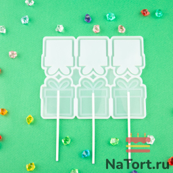 Силиконовая форма для леденцов «Подарок погремушка 3 в 1»