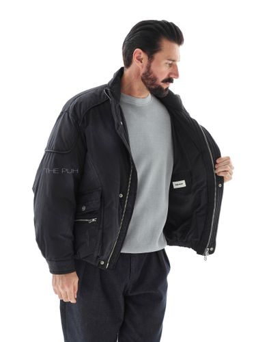 Черный короткий пуховик с напылением