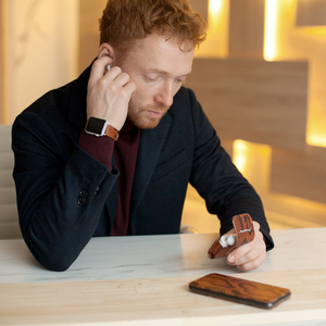 Чехол для наушников Petit из кожи питона, цвета коньяк