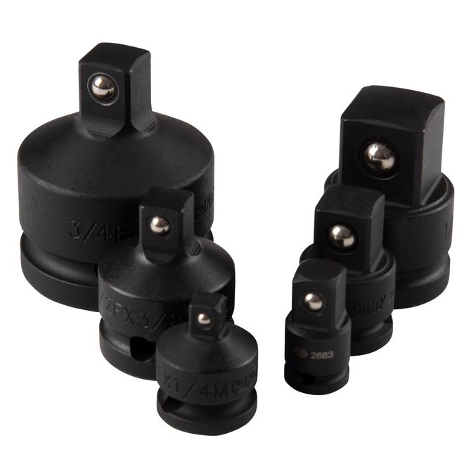 KING TONY (786P06) Набор переходников ударных 1/4", 3/8", 1/2", 3/4", 6 предметов, кейс