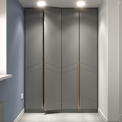 Распашной шкаф Авелин четырехсекционный в серой эмали  240*50*220