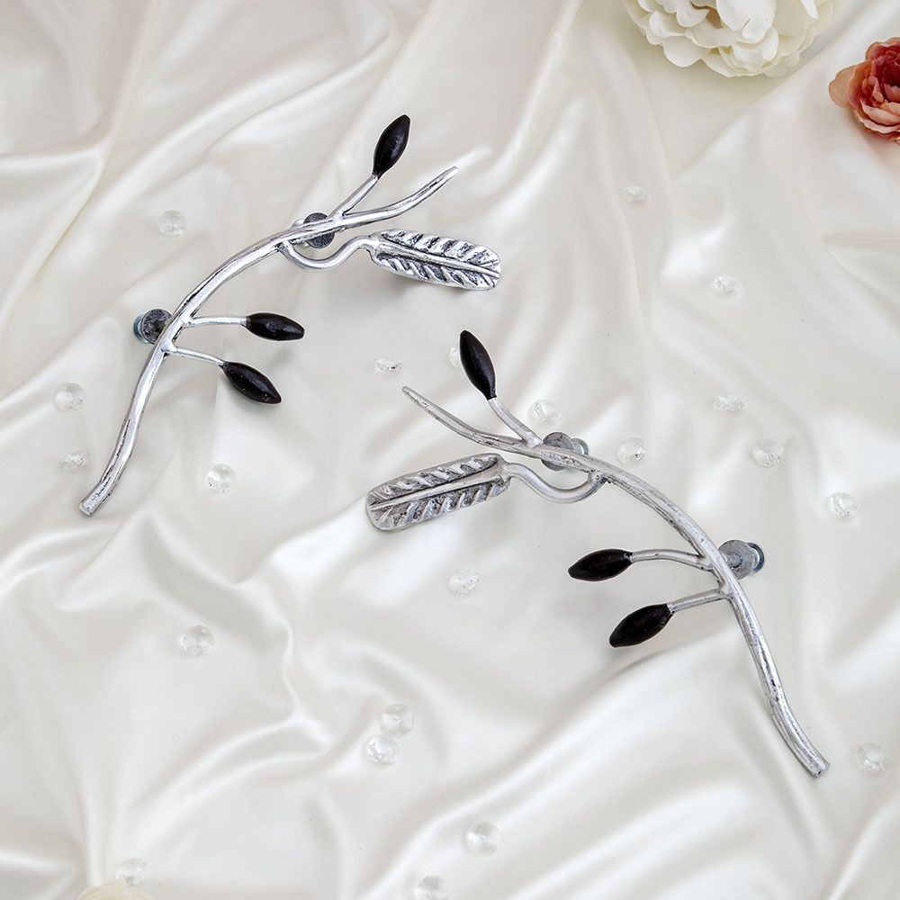 Ручка мебельная скоба Oliva Branch (Олива Бранч) левая Античное серебро