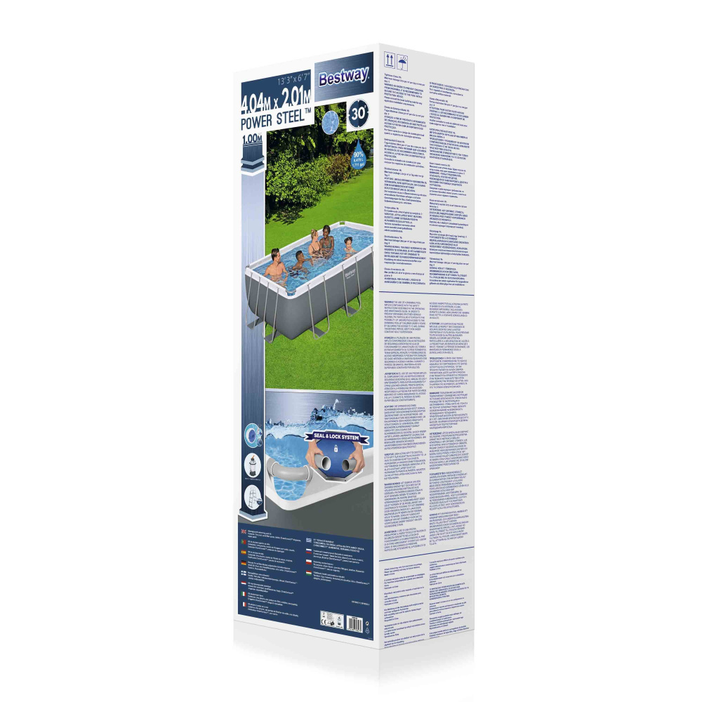 Каркасный прямоугольный бассейн Bestway 404х201х100 см + лестница, песочный ф/насос 3028 л/ч (56442 BW)