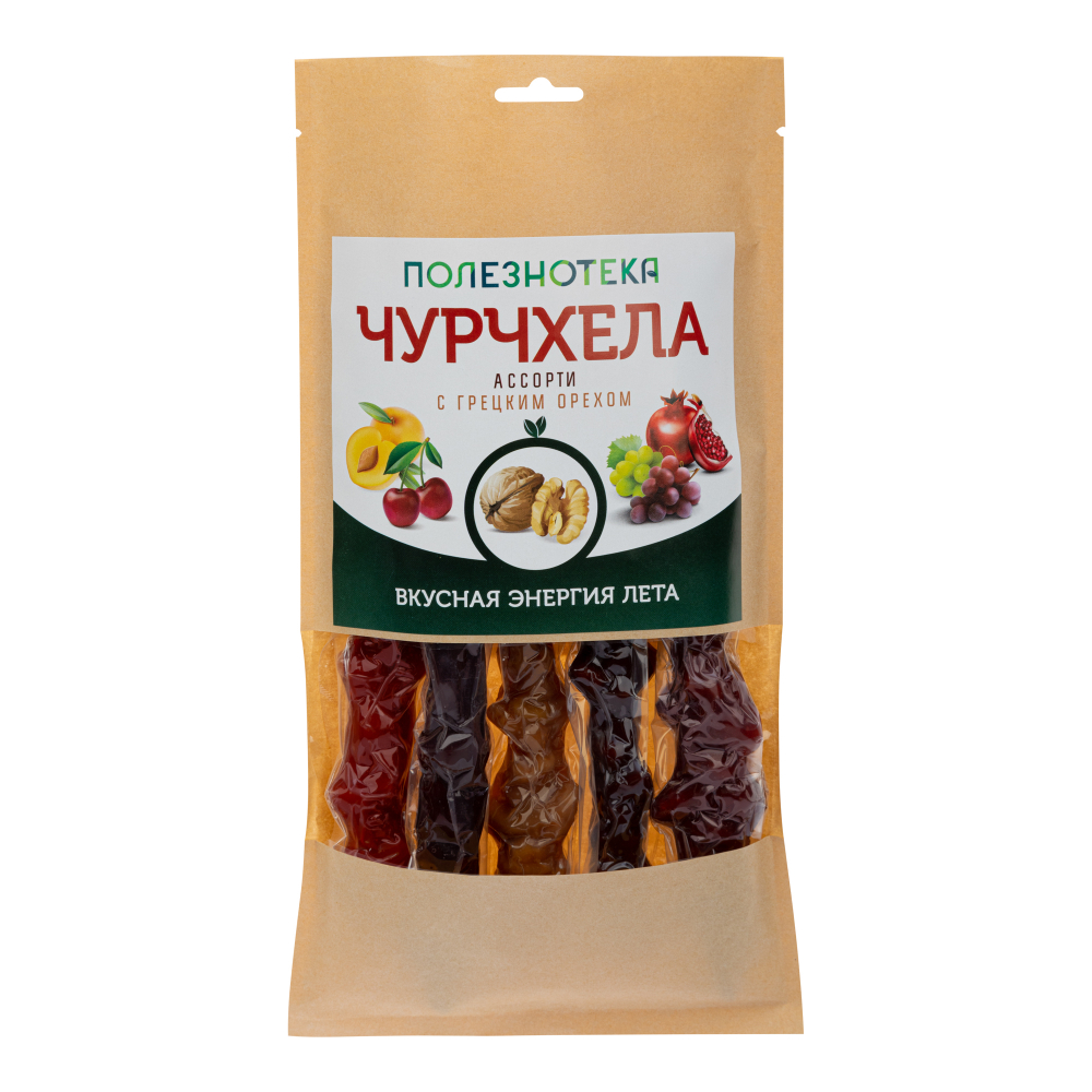 Чурчхела ассорти с грецким орехом 5 шт в упаковке 450 гр