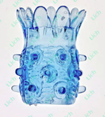 Голубая насадка на фаллос с шипами в виде ананаса