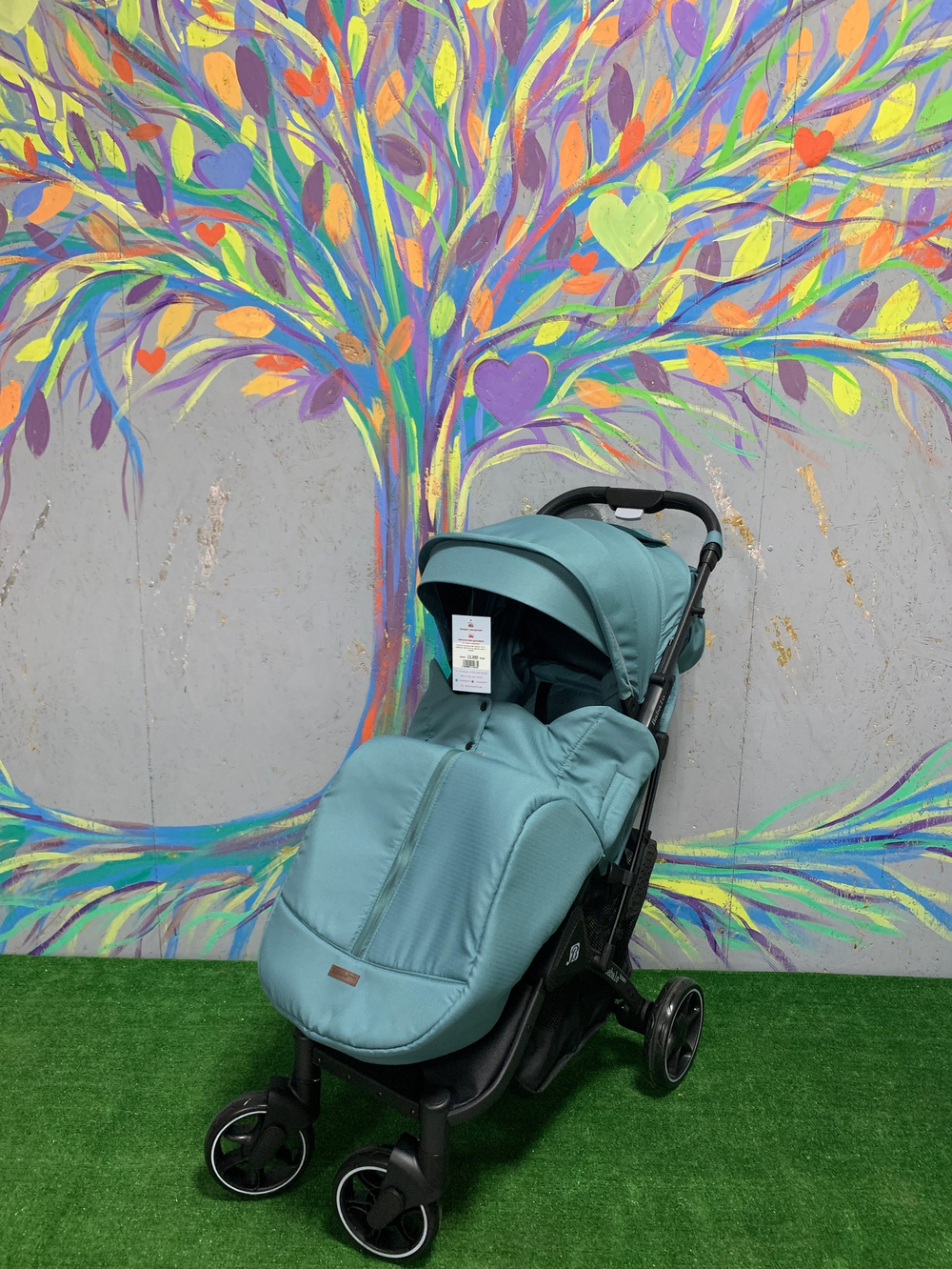 Коляска прогулочная Babalo 2022 Озёрный текстиль на чёрной раме с сумкой