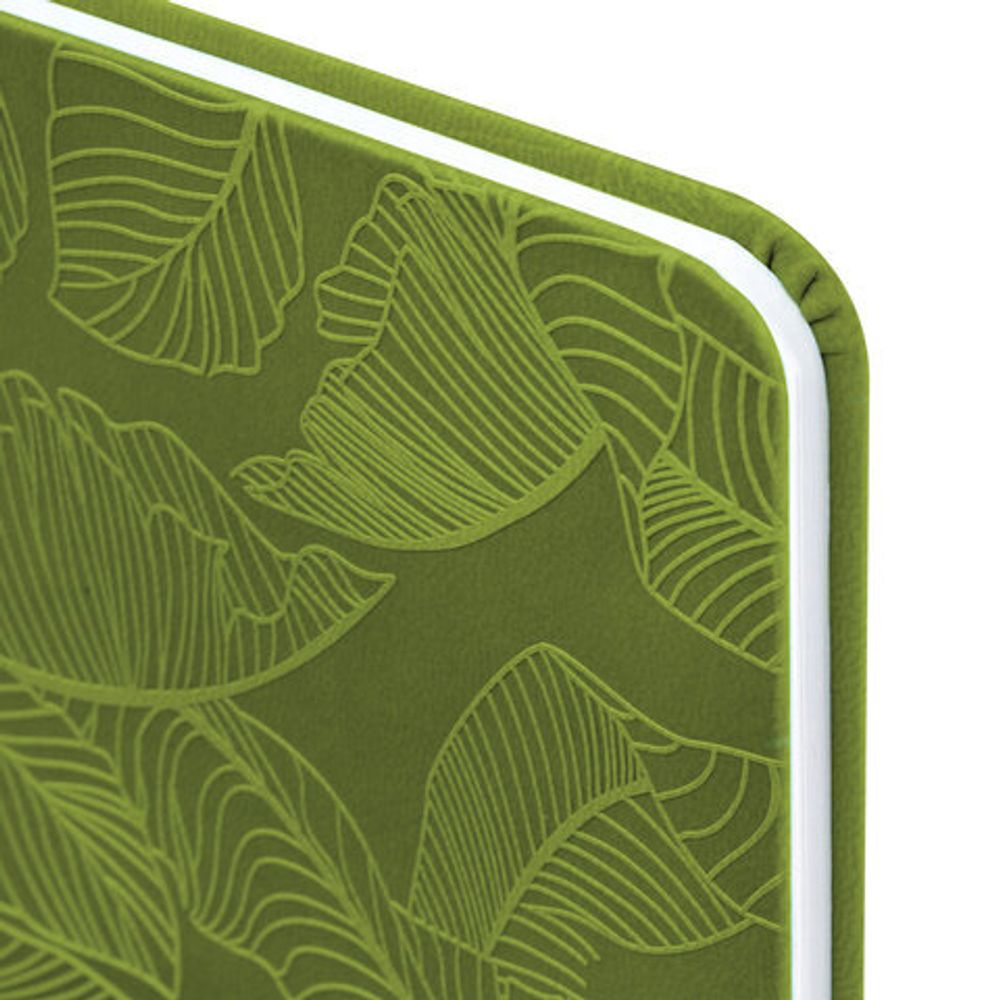 Еженедельник датированный 2025 МАЛЫЙ ФОРМАТ 95х155 мм А6, BRAUBERG "Foliage", под кожу, зеленый, 115988