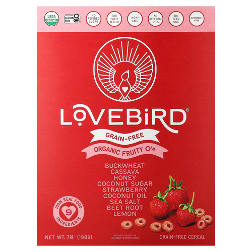 Lovebird, органические беззерновые хлопья с фруктами, 198 г (7 унций)