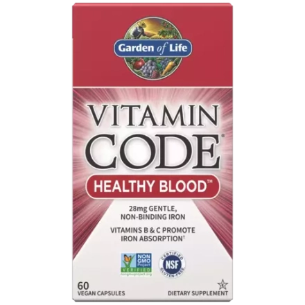 Garden of Life, Витаминный комплекс с железом, Vitamin Code Healthy Blood, 60 вегетарианских капсул