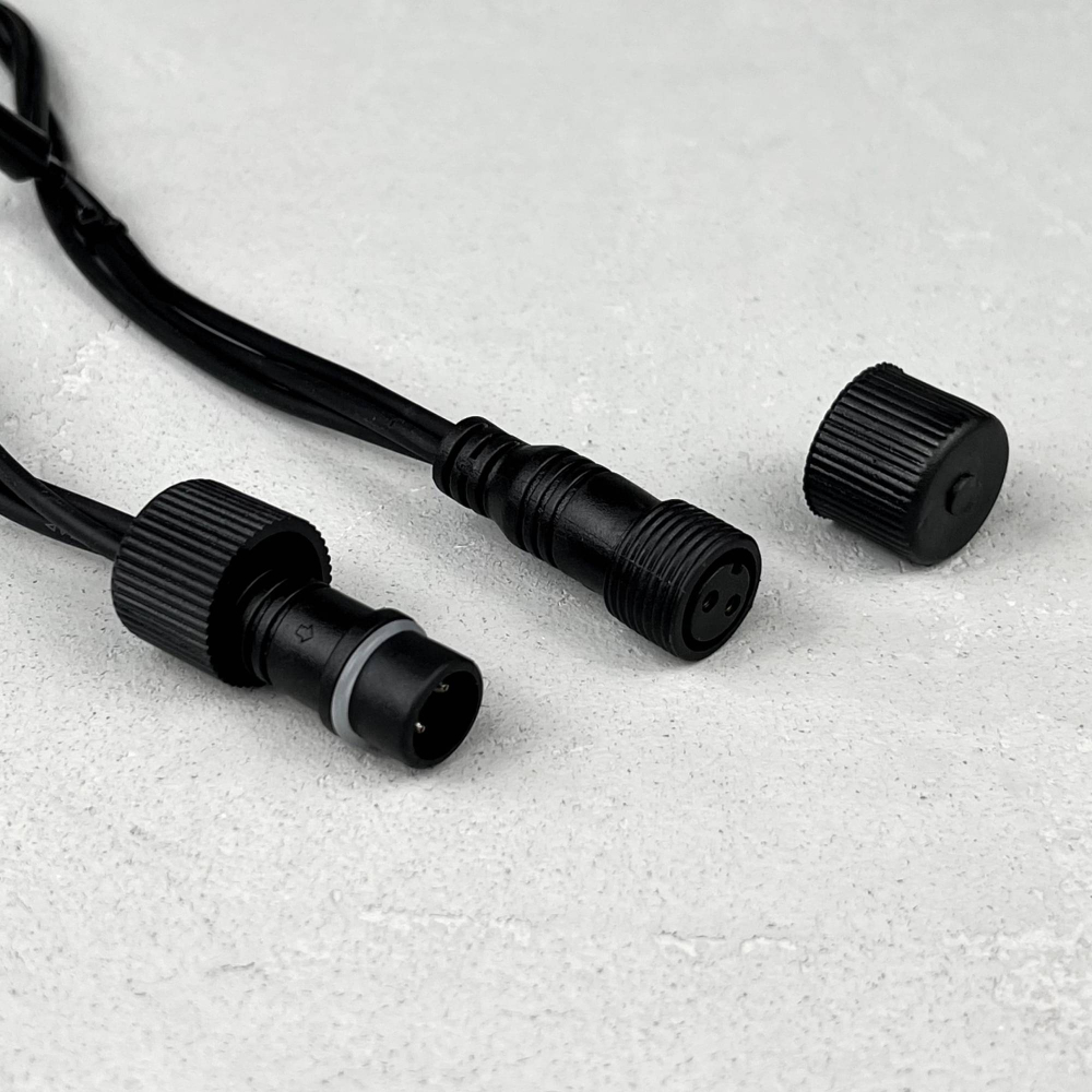 Светодиодная бахрома с колпачком 3,2*0,9 м., 168 желтых LED ламп, каучуковый черный провод, LTC (LL168-1-2Y)