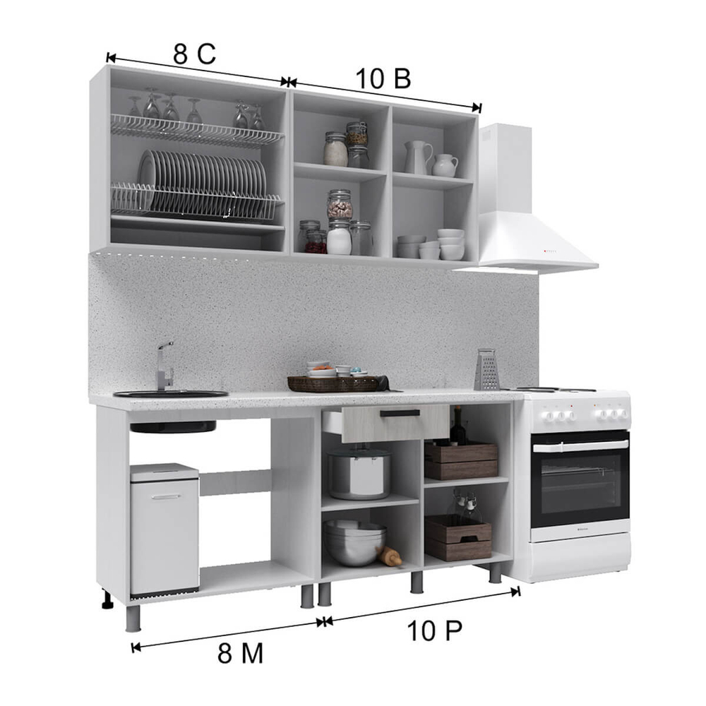"Бомбей Готовое решение" 1,8 м дуб сонома/сандал белый/сандал серый, белый/сандал белый/сандал серый