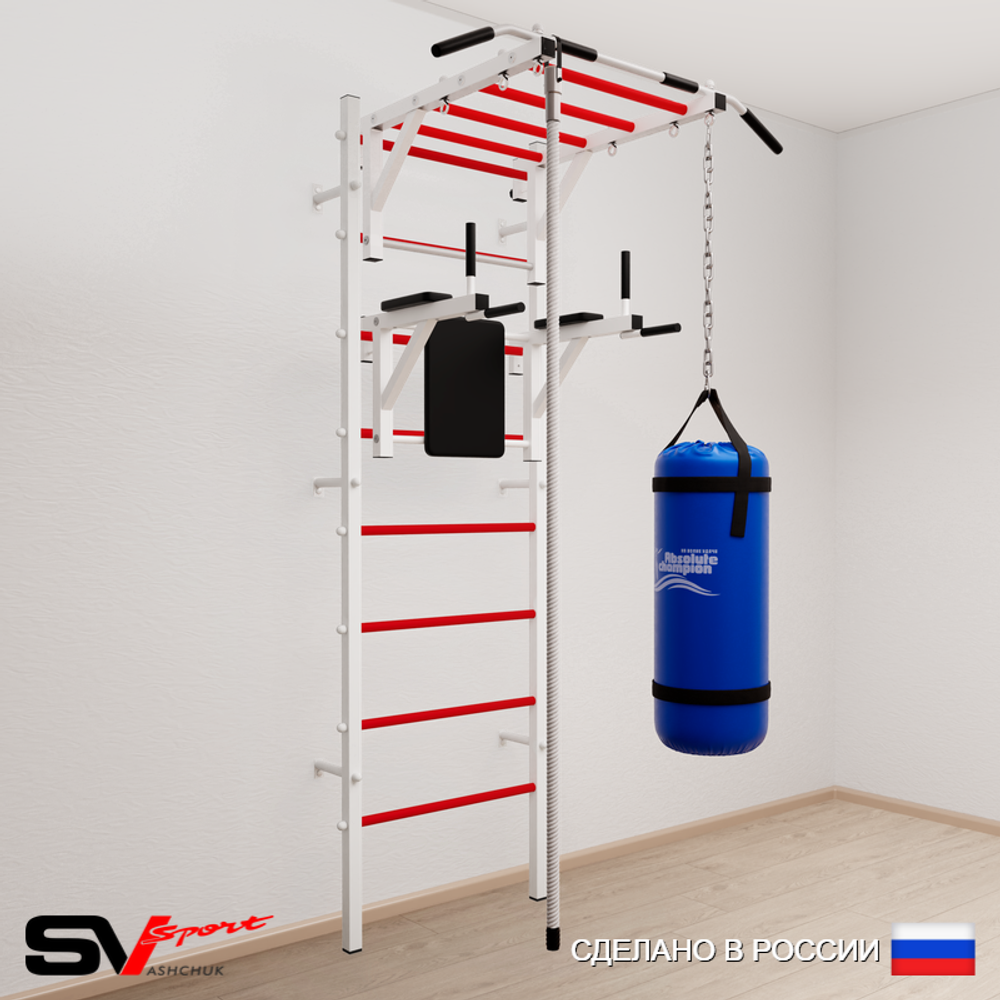 Шведская стенка Sv Sport усиленная 6403 (Турник рукоход/Брусья/Канат/Цепь/Мешок 30кг)