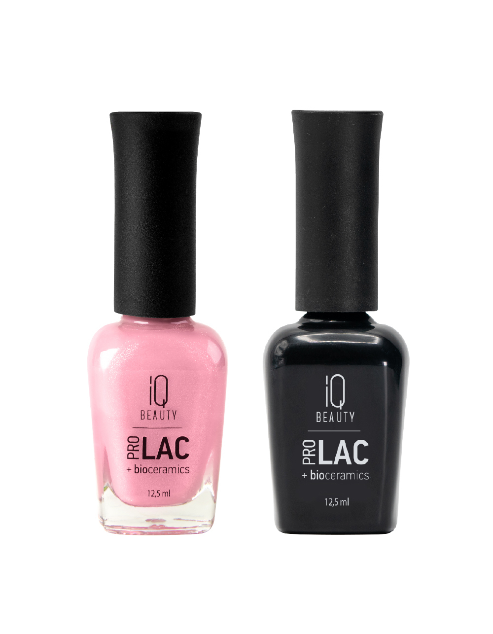 IQ Beauty Лак для ногтей профессиональный укрепляющий с биокерамикой #136, 12.5 мл Светло-розовый с перламутровым розовым шиммером, плотный