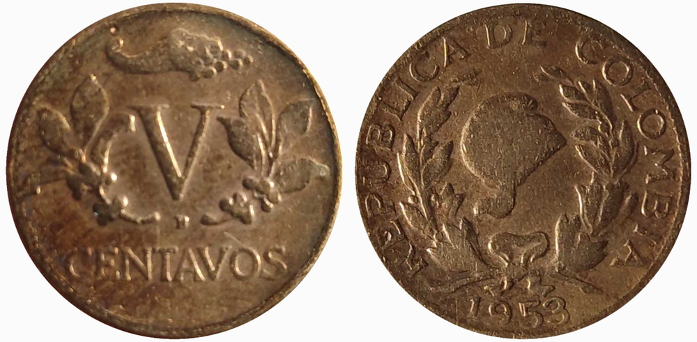 Колумбия 5 сентаво, 1953 Свобода VF