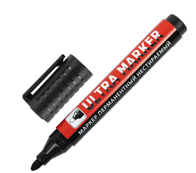 Маркер перманентный ULTRA MARKER, ЧЕРНЫЙ, 3,5 мм, с клипом, BRAUBERG, 152204