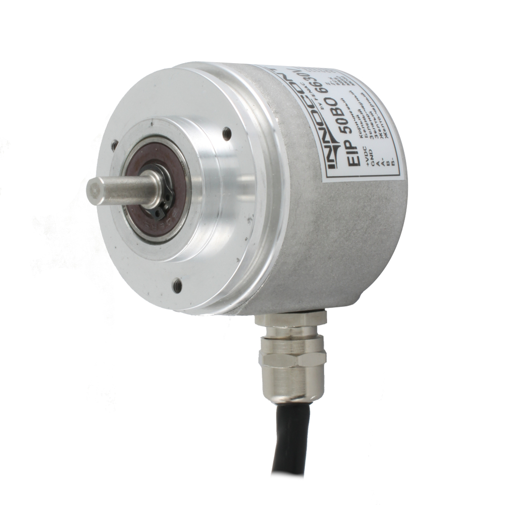 Инкрементальный программируемый энкодер INNOCONT D=50мм, выступающий вал 6мм, сервофланец, 5…30VDC, выход TTL/HT, IP 65