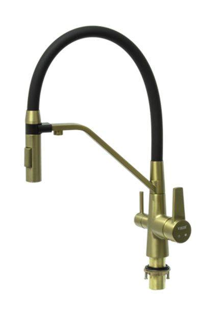 15007S-X Смес. для кухни МАГ. с гиб шланг и под филт (МАТ. ЗОЛОТО+ЧЕР.) ViEiR (10/1шт)
