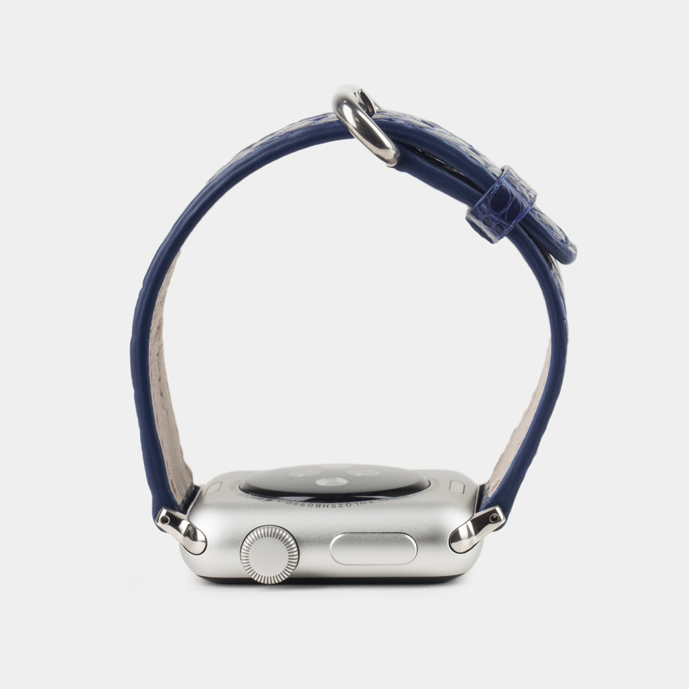 Ремешок для Apple Watch 40/41/42 mm из кожи аллигатора, цвета синего лак