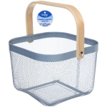 Корзина для хранения металлическая с деревянной ручкой «ФАРГО», цвет голубой, 24*24*18см