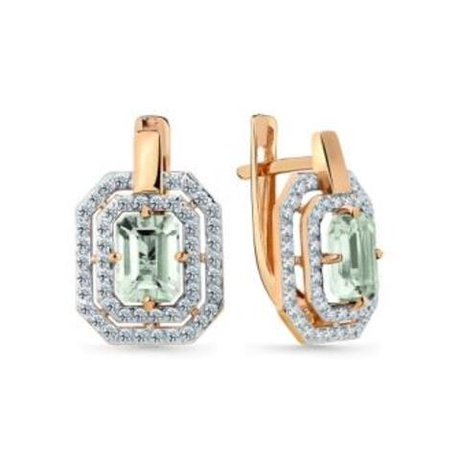 Серьги из золота с празиолитом