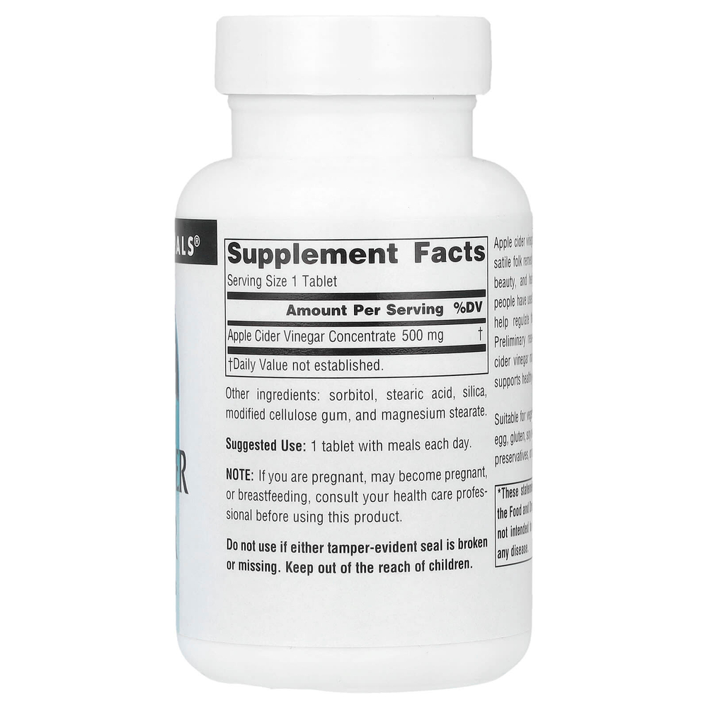 Source Naturals, Яблочный уксус, 500 мг, 90 таблеток