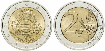 Ирландия 2 евро 2012 10 лет наличными UNC