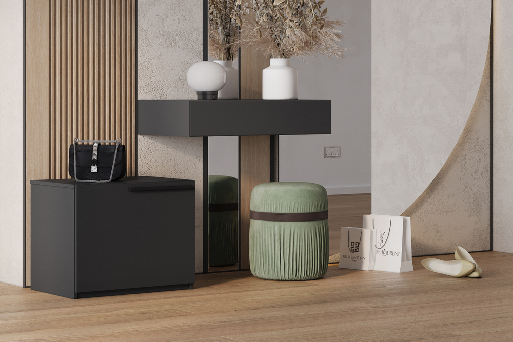 Обувница Лорена Пакс-1 Черный 0190 PE 59*43*48 см, Черный   Фиеста