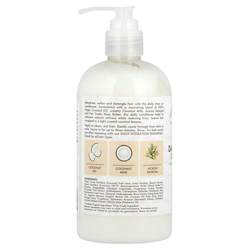 SheaMoisture, 100% кокосовое масло первого отжима, кондиционер для ежедневного увлажнения, для всех типов волос, 384 мл (13 жидк. унц.)
