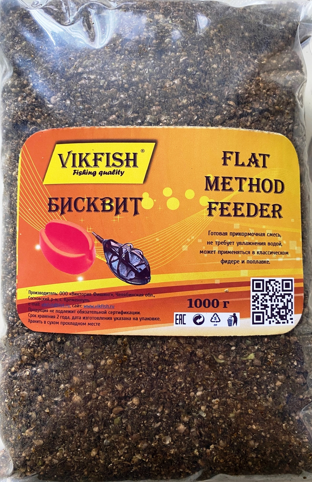 Прикормка VIKFISH  FLAT METHOD FEEDER           Бисквит 1000г