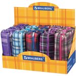 Пенал-косметичка BRAUBERG полиэстер, ассорти 5 цветов, "Шотландия", 20х6х4 см, дисплей, 223897